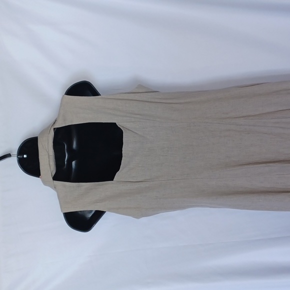 Virgo II Vintage Tan/Khaki Linen blend Sleeveless Shirt Dress, Maxi, sz 12 - Picture 4 of 5